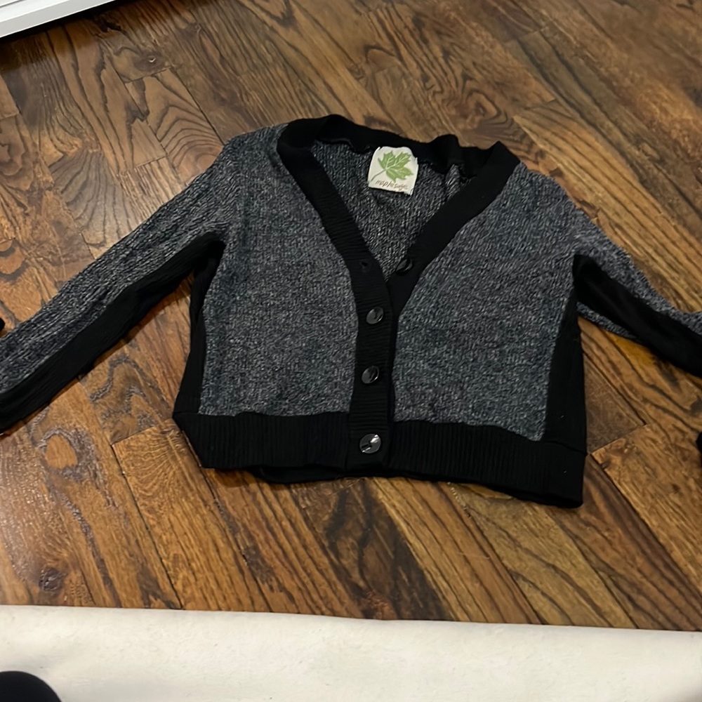 black and grey cardigan